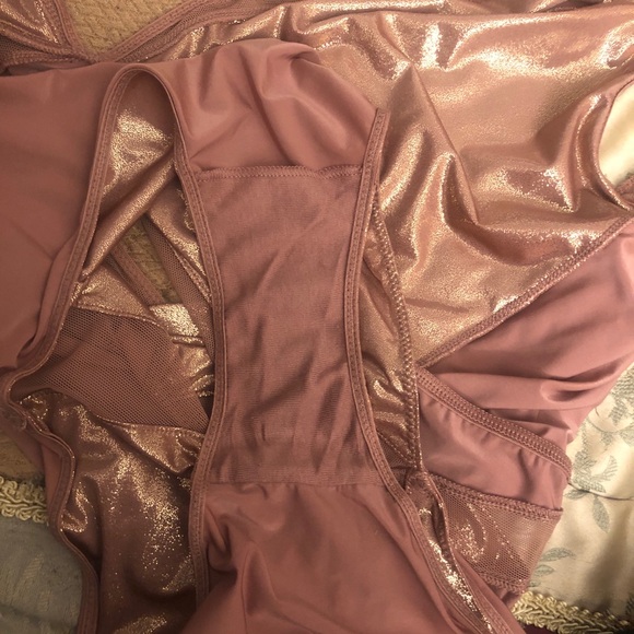 NWT Victoria’s Secret Pink Shimmer Bodysuit with Mesh - Picture 9 of 10